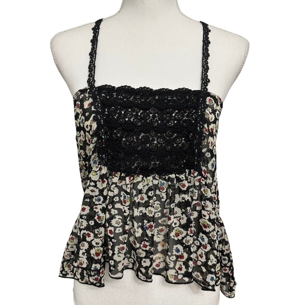 Hazel Floral Thin Strap High Low Top Size Small